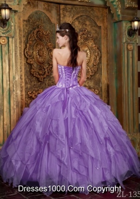 Gorgeous Princess Strapless Appliques Sweet 15 Dresses with Organza Ruffles