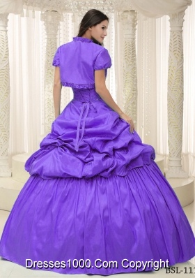 Sweetheart For Purple Quinceanera Dresses with Appliques and Pick-ups