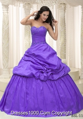 Sweetheart For Purple Quinceanera Dresses with Appliques and Pick-ups