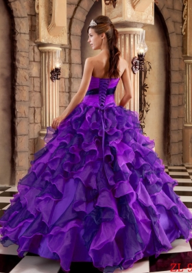 Ball Gown Strapless Ruffles and Appliques Quinceanera Gowns Dresses