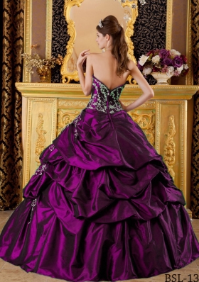 Ball Gown Sweetheart Appliques Sweet Sixteen Quinceanera Dresses with Pick-ups