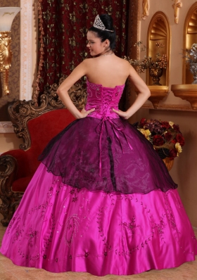 Puffy Sweetheart Quinceanera Dress with Satin Embroidery Beading