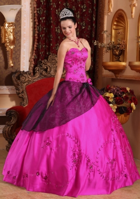 Puffy Sweetheart Quinceanera Dress with Satin Embroidery Beading
