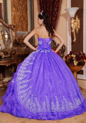 Purple Ball Gown Sweetheart Beading Ruffles  Dresses For a Quinceanera