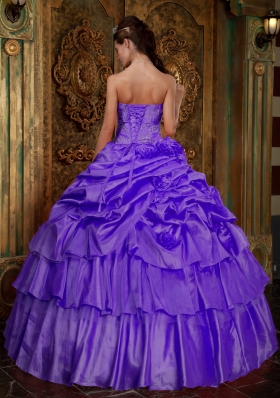 Purple Strapless Beading Pick-ups and Appliques Dresses For a Quince