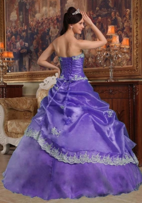 Purple Sweetheart Appliques and Pick-ups Affordable Quinceanera Dress