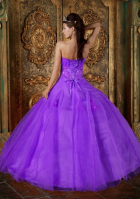 Purple Sweetheart Organza Appliques for Princess Quinceanera Gowns