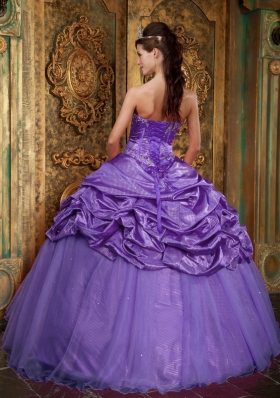 Sweetheart Organza Appliques and Pick-ups for Purple Quinceanera Gowns