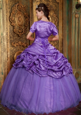 Sweetheart Organza Appliques and Pick-ups for Purple Quinceanera Gowns