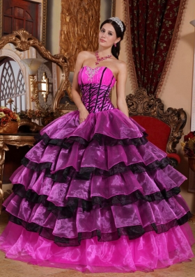 2014 Multi-color Ball Gown Sweetheart Quinceanera Dress with Organza Ruffles