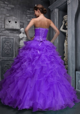 Beautiful Sweetheart Ruffles and Appliques Purple Quinceanera Dress