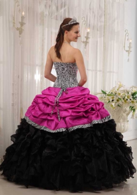 Brand New Hot Pink and Black Ball Gown Sweetheart Quinceanera Dress