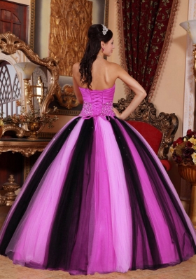 Multi-colored Ball Gown Sweetheart Quinceanera Dress with Tulle Beading