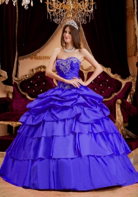 New Style Sweetheart Taffeta Appliques Quinceanera Dresses with Pick-ups