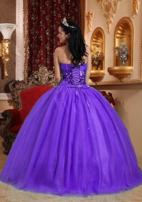 Popular Purple Sweetheart Beading Quinceanera Gowns Dresses