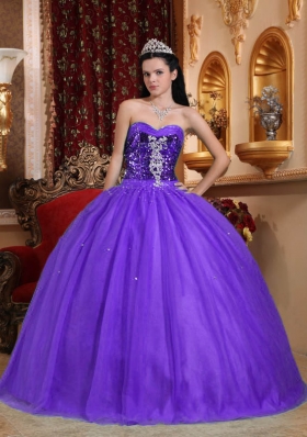 Popular Purple Sweetheart Beading Quinceanera Gowns Dresses