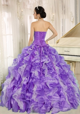 Purple Beaded Bodice and Ruffles Exclusive For 2014 Quinceanera Gowns