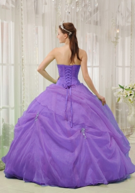 Purple Sweetheart Appliques and Pick-ups Quinceanera Dress