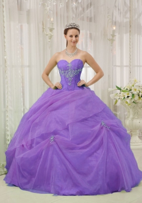Purple Sweetheart Appliques and Pick-ups Quinceanera Dress
