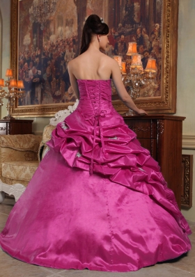 Simple Ball Gown Sweetheart Beading Quinceanera Dress in Hot Pink