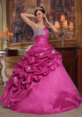 Simple Ball Gown Sweetheart Beading Quinceanera Dress in Hot Pink