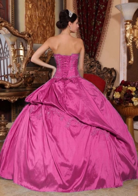 2014 Ball Gown Strapless Hot Pink Quinceanera Dresses with Beading