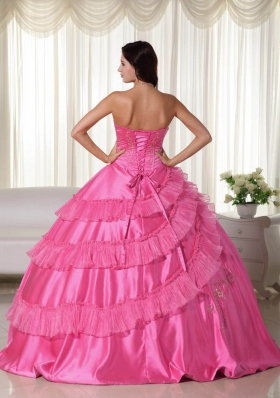 2014 Spring Ball Gown Strapless Quinceanera Dress with Taffeta Embroidery