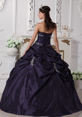 Ball Gown Strapless Appliques Quinceanera Dress with Pick-ups