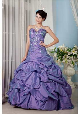 Lilac A-line Sweetheart Sequins Quinceanera Dress with Pick-ups and Beading