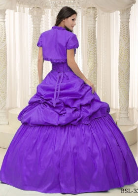 Pick-ups Sweetheart Appliques For Purple Quinceanera Gowns