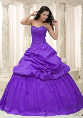 Pick-ups Sweetheart Appliques For Purple Quinceanera Gowns