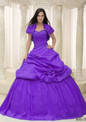 Pick-ups Sweetheart Appliques For Purple Quinceanera Gowns