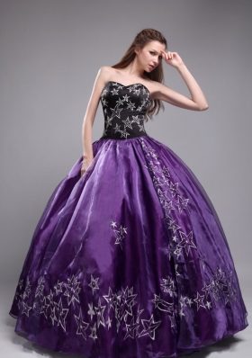 Purple Ball Gown Sweetheart Embroidery 2014 New Quinceneara Dresses
