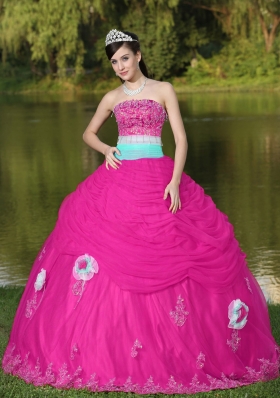 2014 Pretty Strapless Sweet 16 Dresses For Girl With Flower Beaded