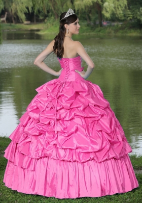 Clearance Hot Pink Sweet 16 Dresses With Strapless Beaded Decorate