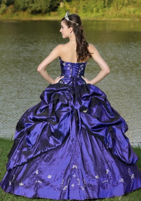 Custom Size Strapless Purple Quinceanera Dress with Beaded Decorate