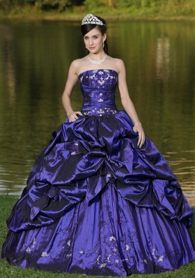 Custom Size Strapless Purple Quinceanera Dress with Beaded Decorate