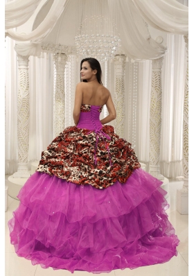 New Style Leopard 2014 Quinceanera Dresses With Beaded Decorate