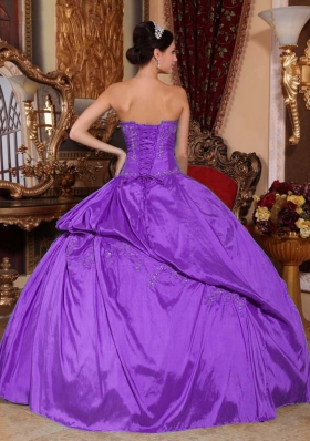 Purple Ball Gown Strapless Beading 2014 Quinceanera Dress