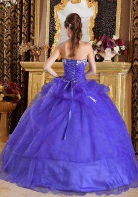 Purple Ball Gown Sweetheart Appliques Lovely Pick-ups Quinceanera Dress