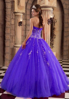 Purple Princess Organza Quinceanera Gowns with Beading