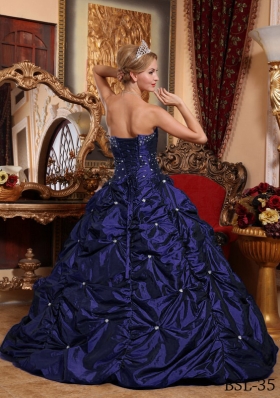 Purple Princess Strapless Taffeta Quinceanera Gowns with Beading