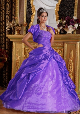 Purple Princess Sweetheart Appliques and Pick-ups Quinceanera Dress