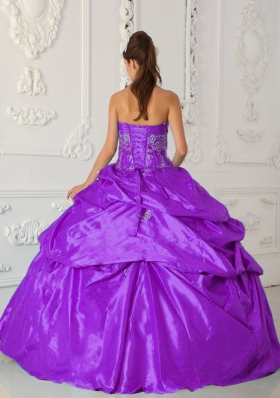 Sweetheart Taffeta Appliques and Pick-ups for Purple Quinceanera Gowns