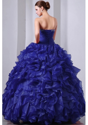 A-line Sweetheart Organza Beading and Ruffles Dresses For a Quince