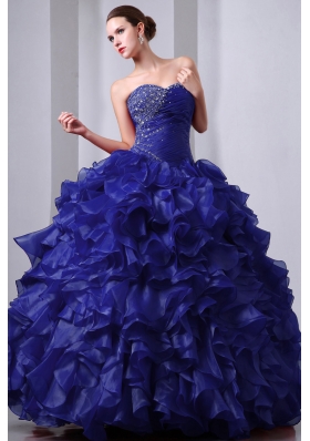 A-line Sweetheart Organza Beading and Ruffles Dresses For a Quince