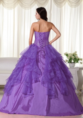 Informal Purple Ball Gown Sweetheart Ruffles Quinceanera Dress