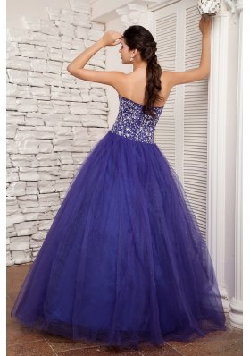 Purple A-line Sweetheart Beading Dresses For a Quinceanera with Beading