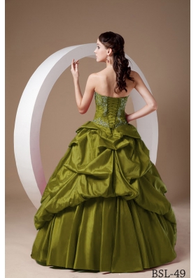 Elegant Sweetheart Taffeta Sweet 16 Dresses with Appliques and Pick-ups