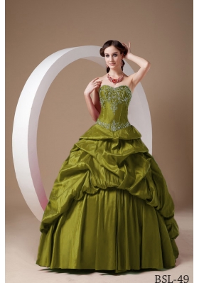 Elegant Sweetheart Taffeta Sweet 16 Dresses with Appliques and Pick-ups